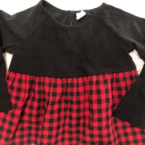 3T girls black and red buffalo check top